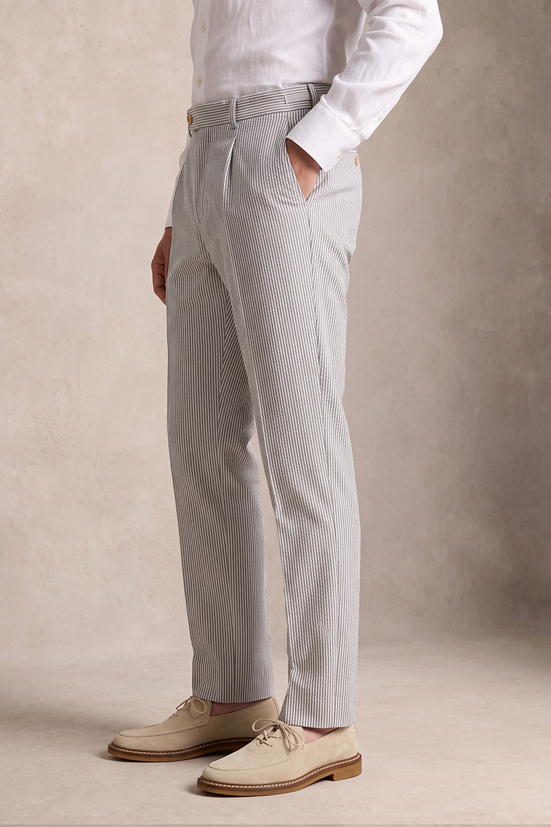 Gray 50% Merino Wool Suit Trousers