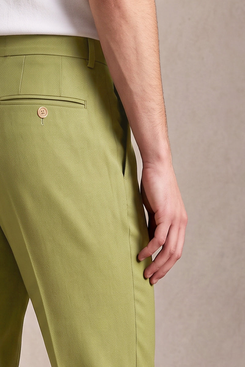 Green 50% Merino Wool Suit Trousers