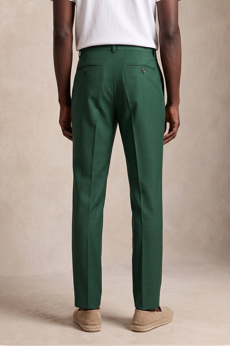 Forest Green 50% Merino Wool Suit Trousers
