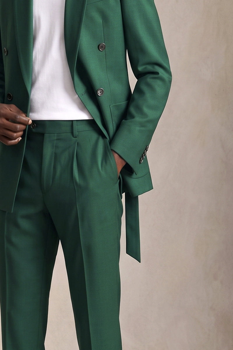 Forest Green 50% Merino Wool Suit Trousers