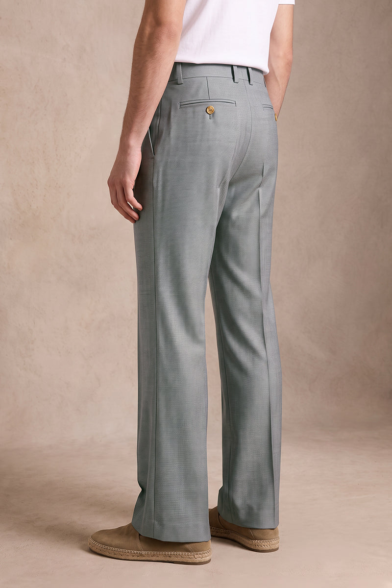 Gray 50% Merino Wool Suit Trousers
