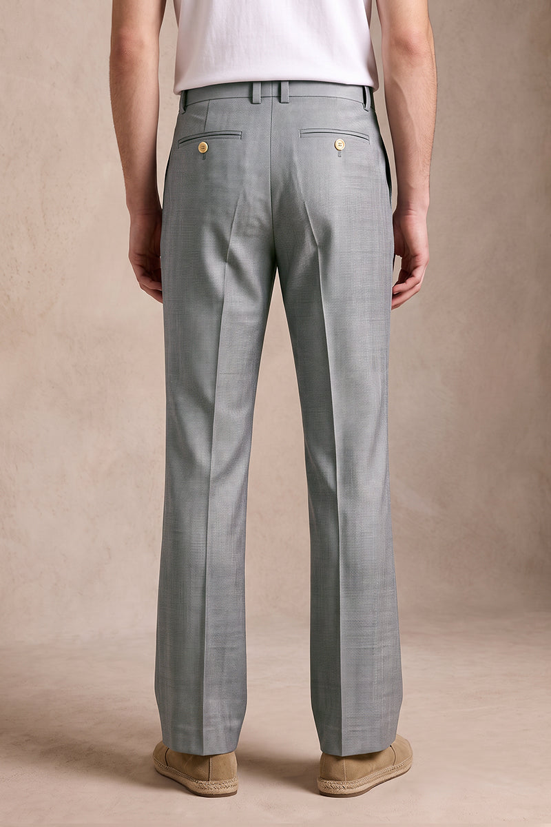 Gray 50% Merino Wool Suit Trousers