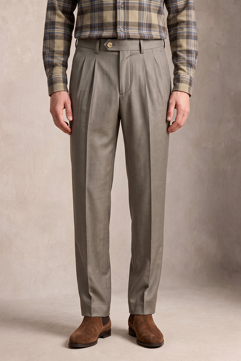 Brown 50% Merino Wool Suit Trousers