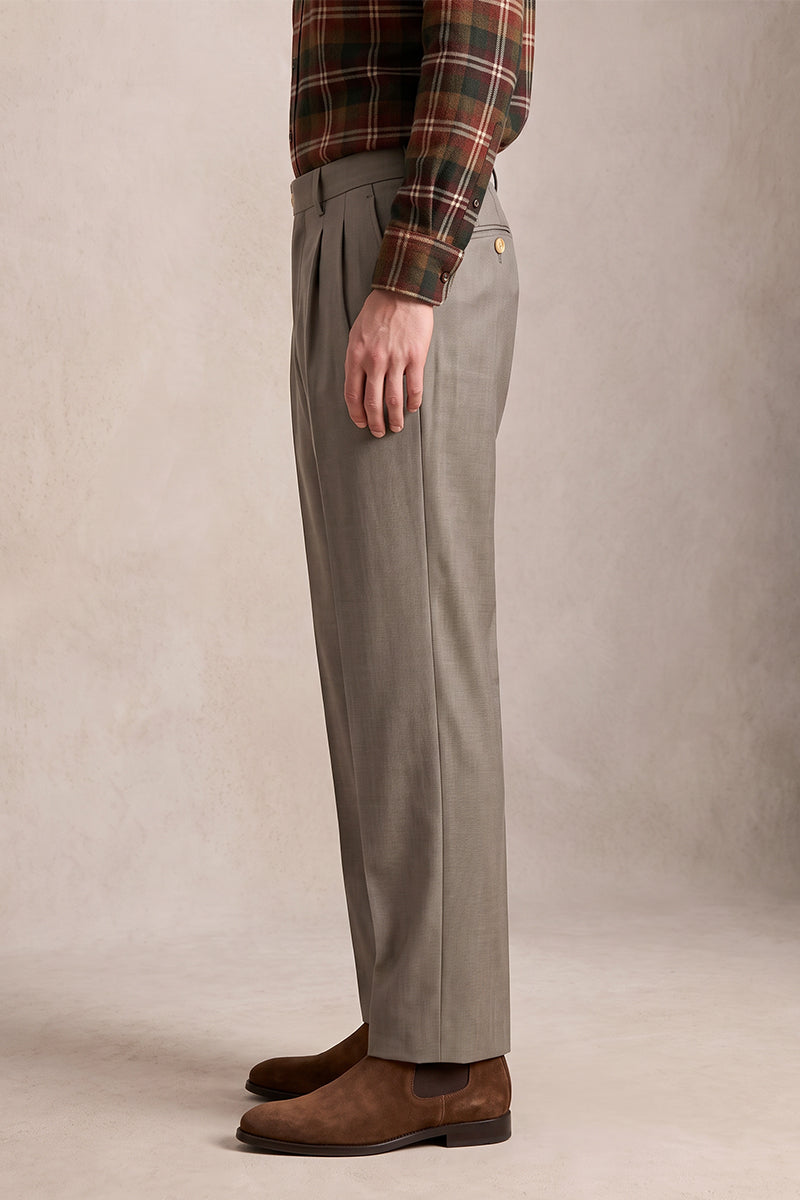 Brown 50% Merino Wool Suit Trousers