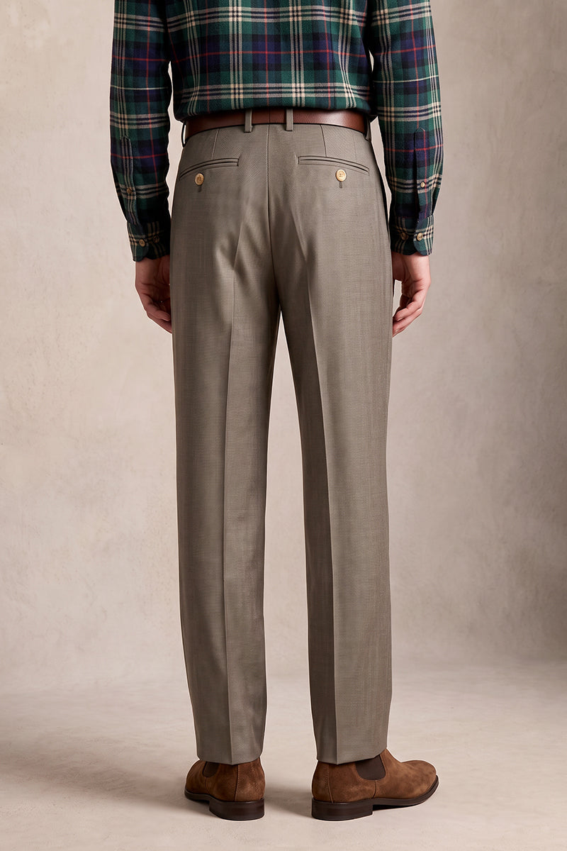 Brown 50% Merino Wool Suit Trousers