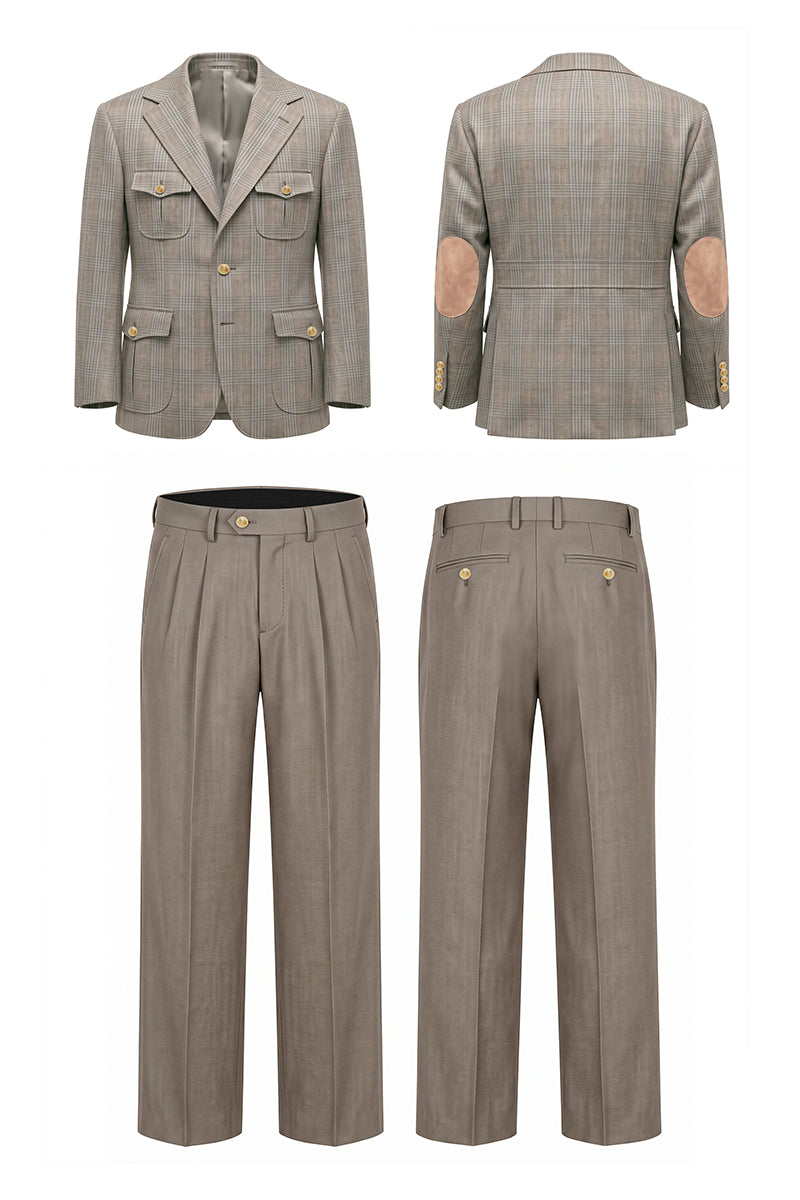 Brown 50% Merino Wool Suit Trousers
