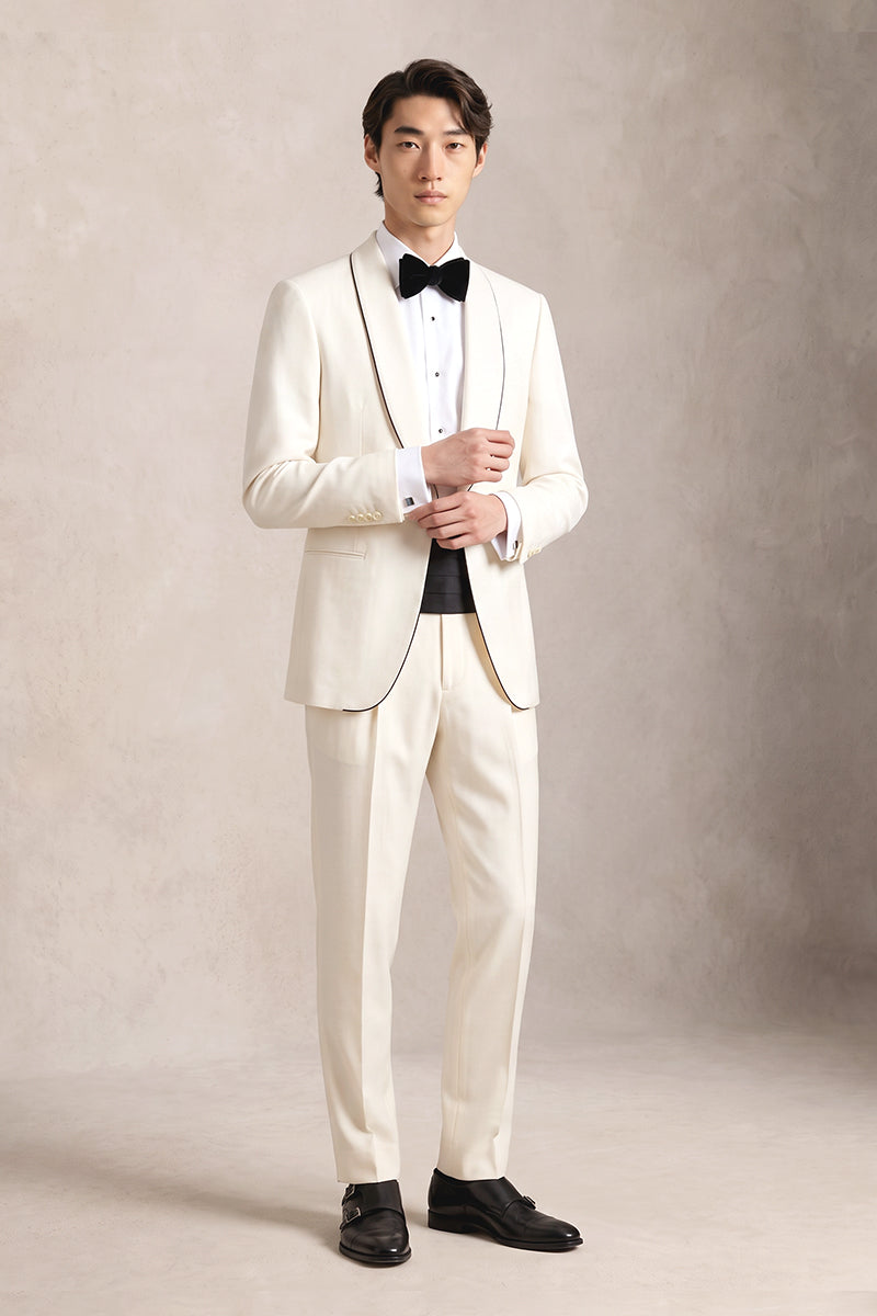 Beige 50% Merino Wool Suits