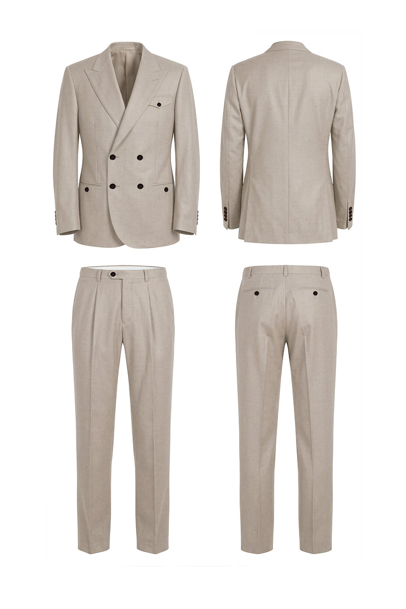 Beige 70% Merino Wool Suits