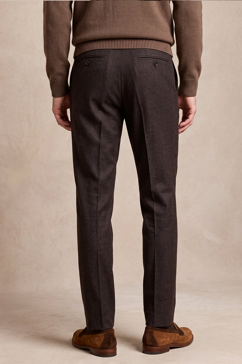 Burgundy 70% Merino Wool Suit Trousers
