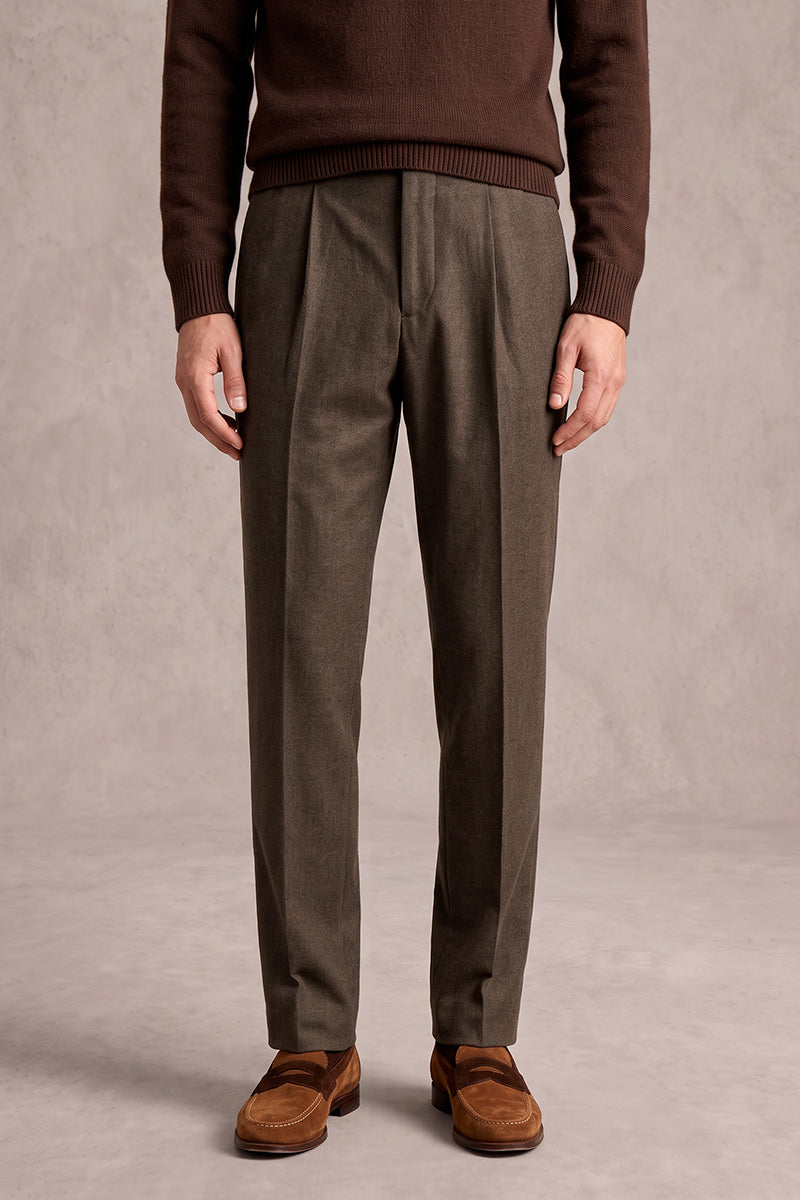 Brown 70% Merino Wool Suit Trousers