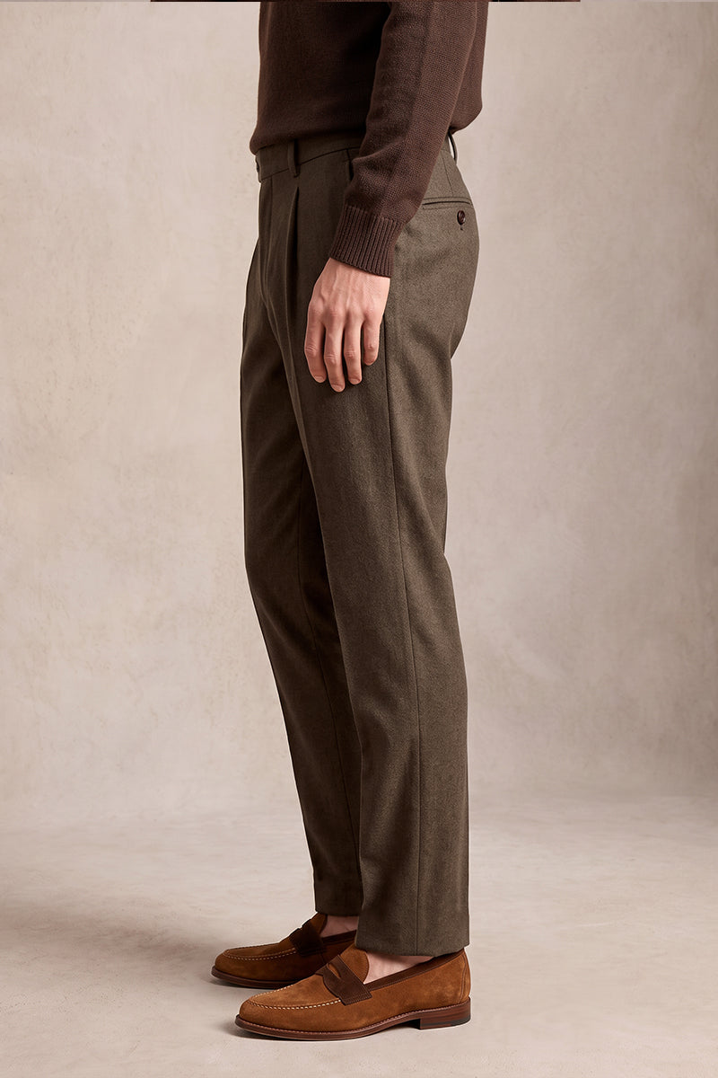 Brown 70% Merino Wool Suit Trousers