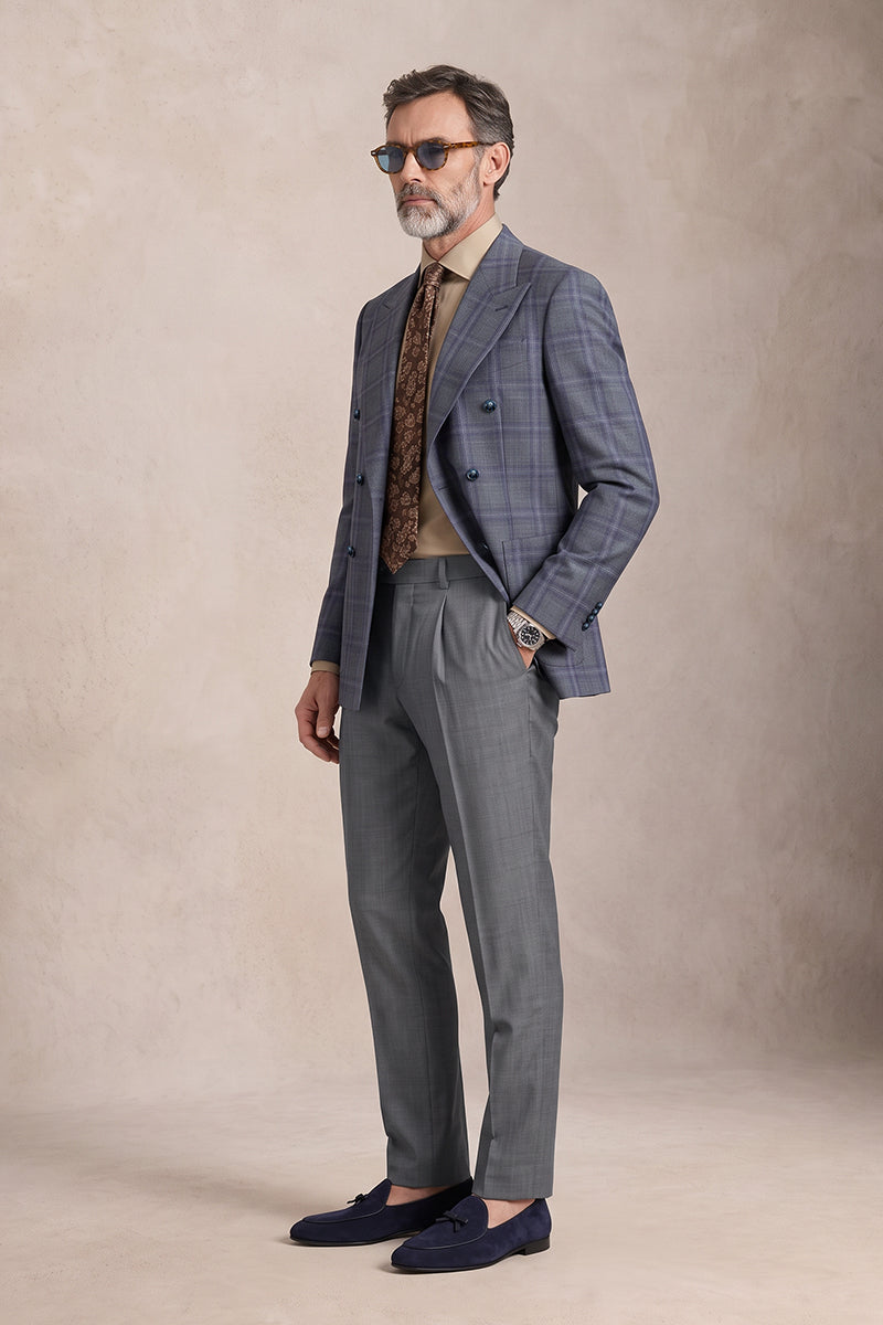 Gray Purple 50% Merino Wool Suits