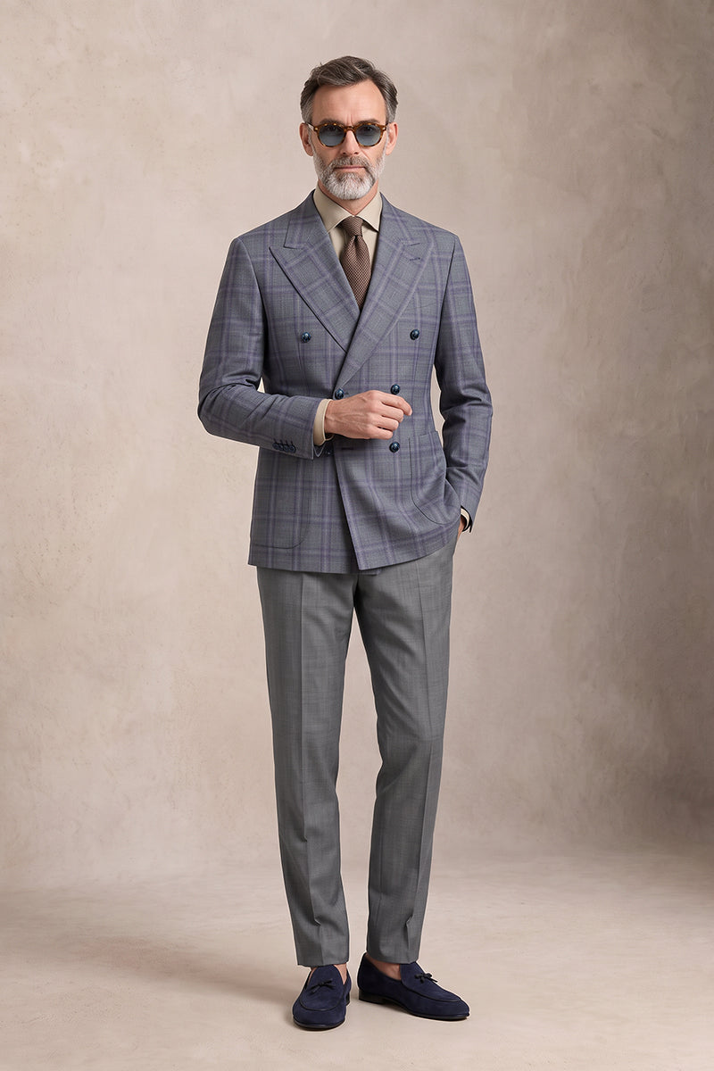 Gray Purple 50% Merino Wool Suits