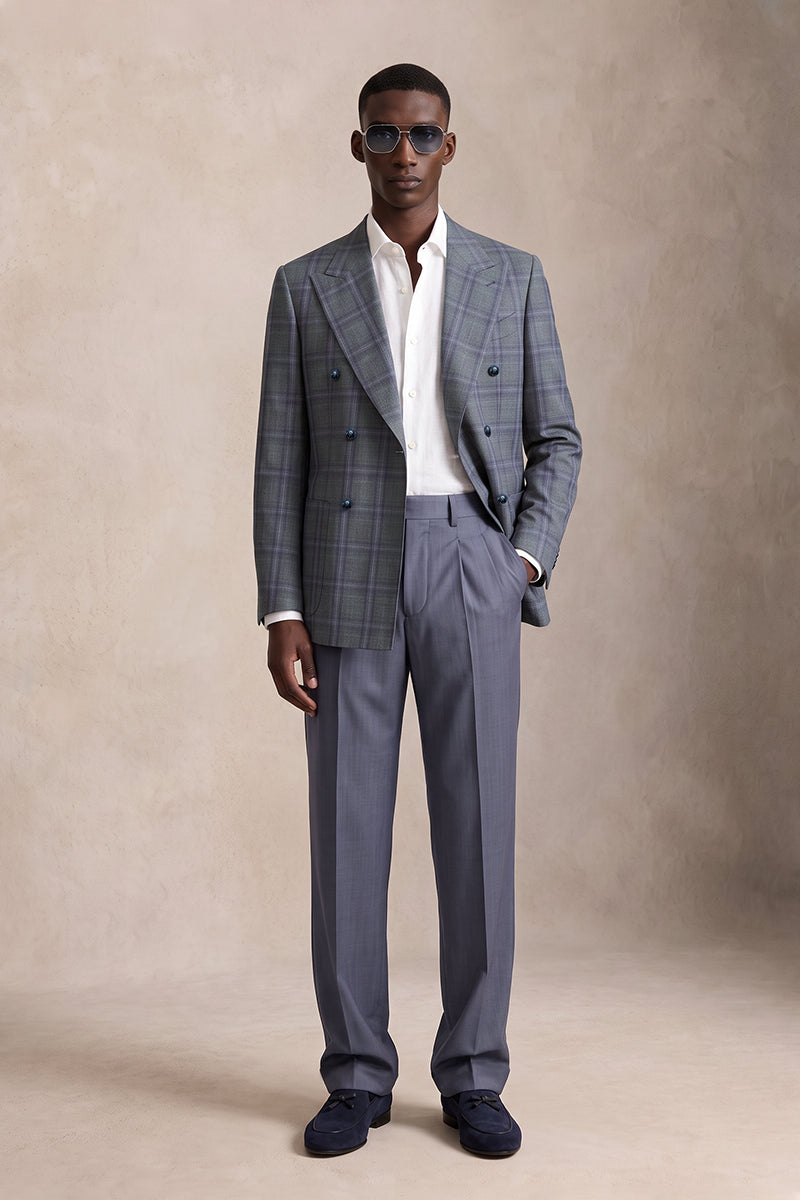 Gray Purple 50% Merino Wool Suits