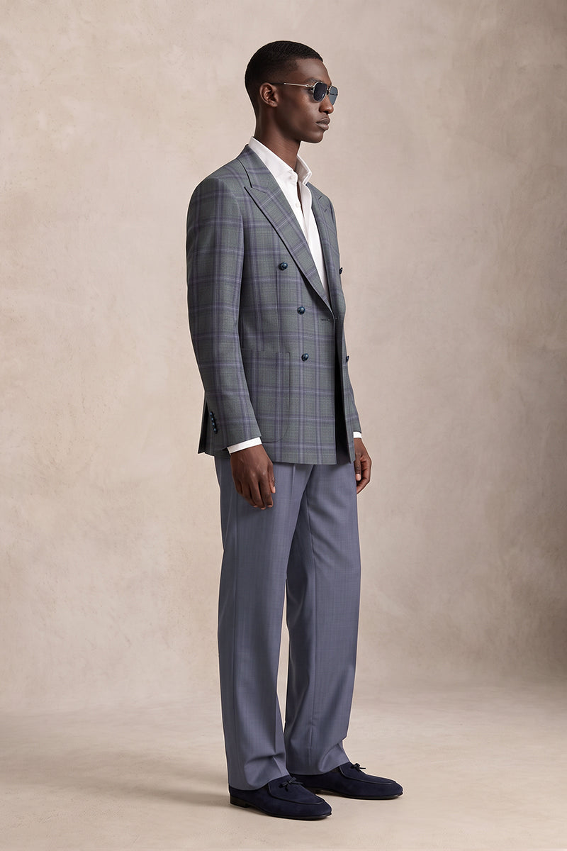 Gray Purple 50% Merino Wool Suits