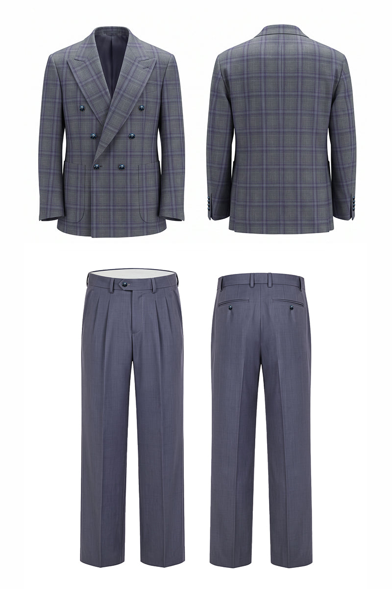 Gray Purple 50% Merino Wool Suits