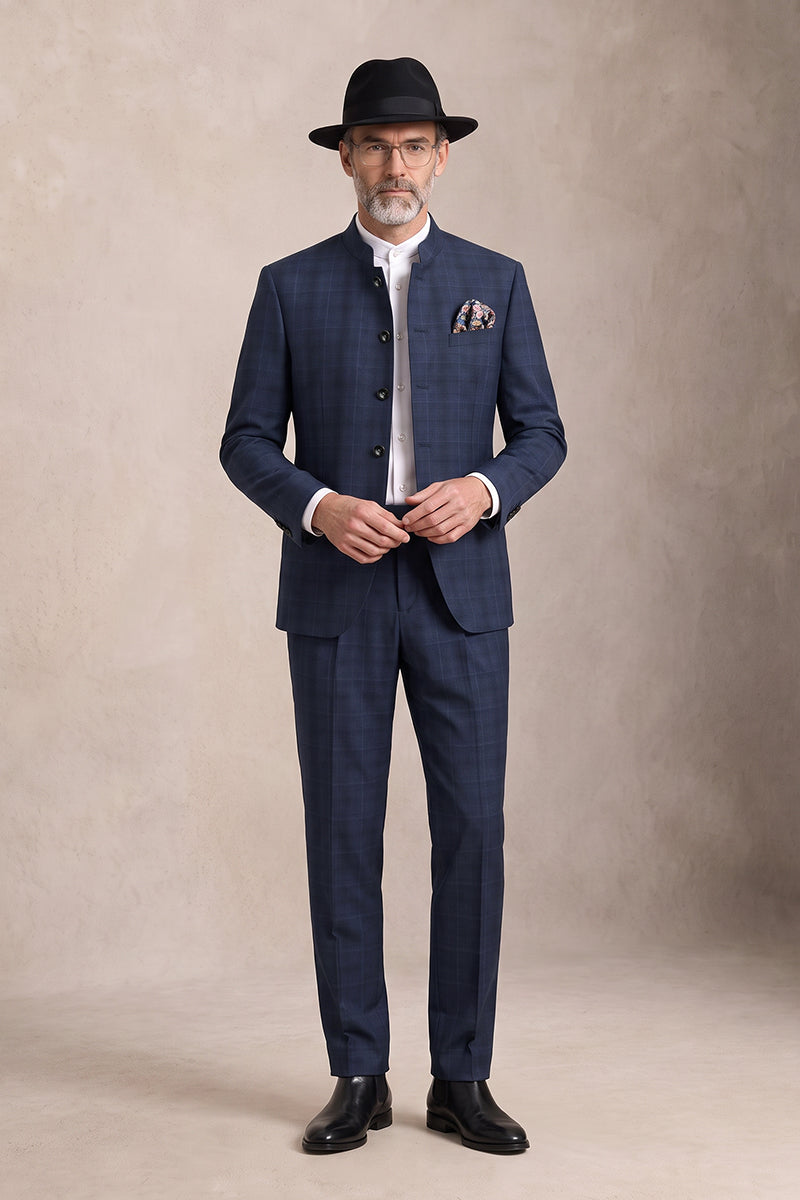 Navy Blue 50% Merino Wool Suits