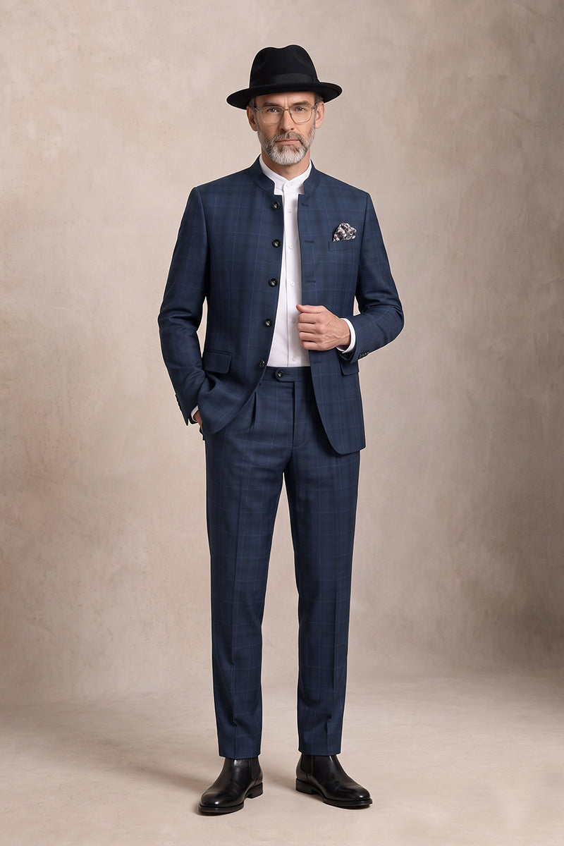 Navy Blue 50% Merino Wool Suits
