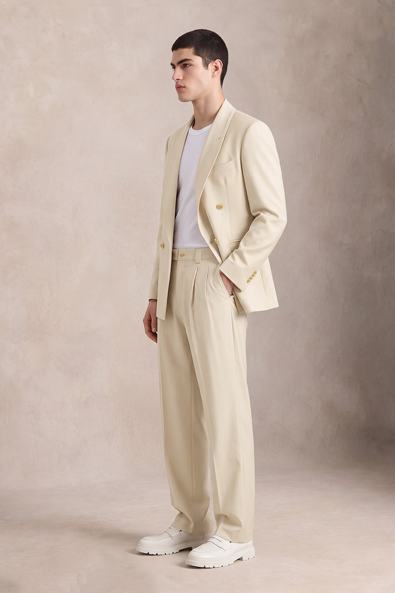 Beige 50% Merino Wool Suits