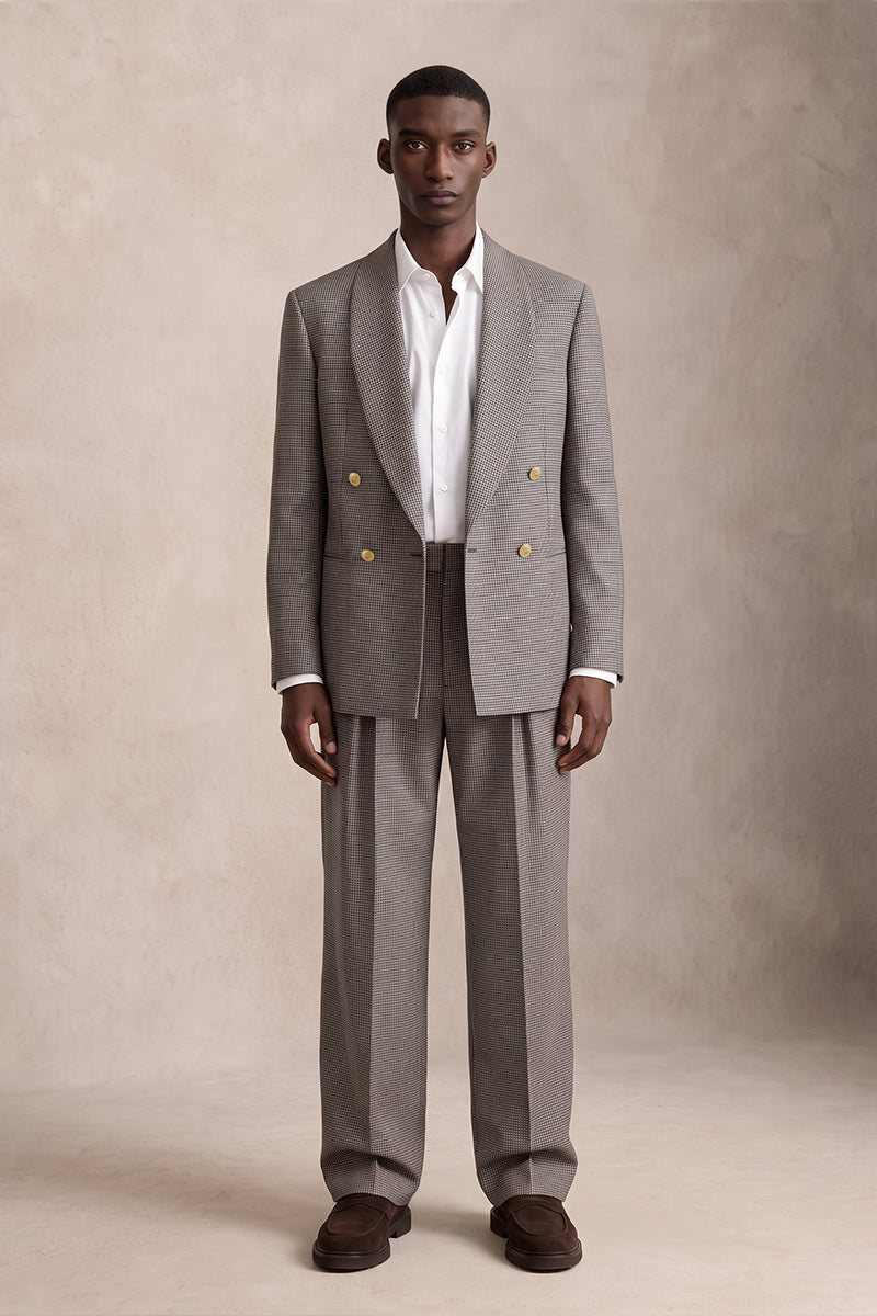 Gray Brown 100% Merino Wool Suits