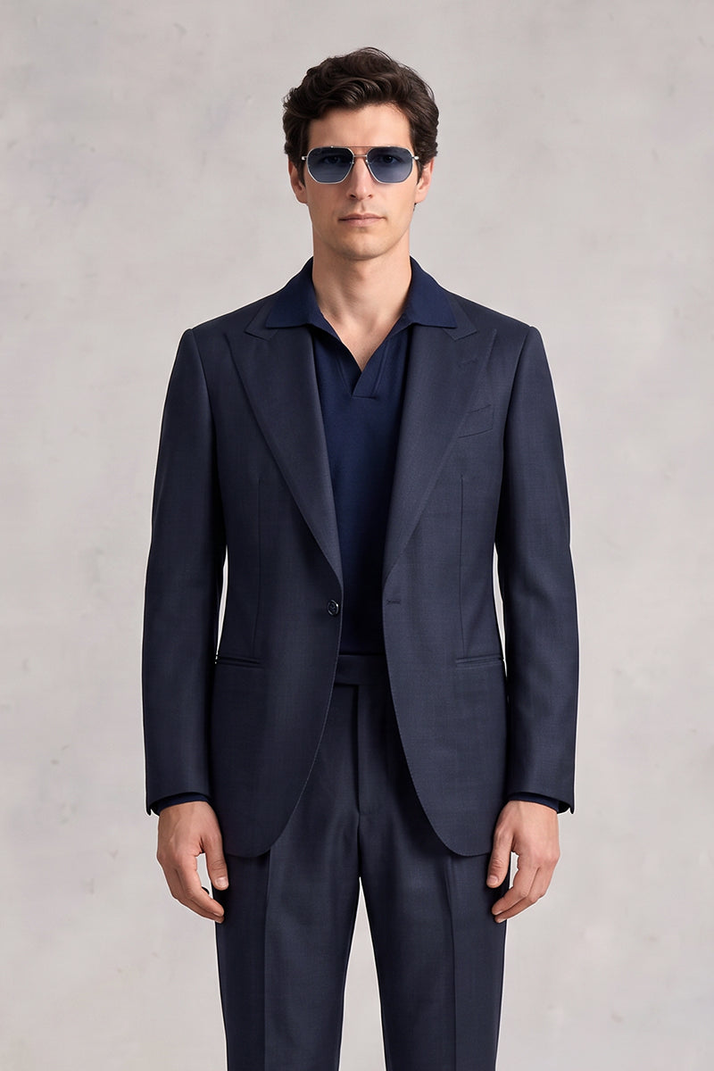 Navy Blue 55% Merino Wool Blazers