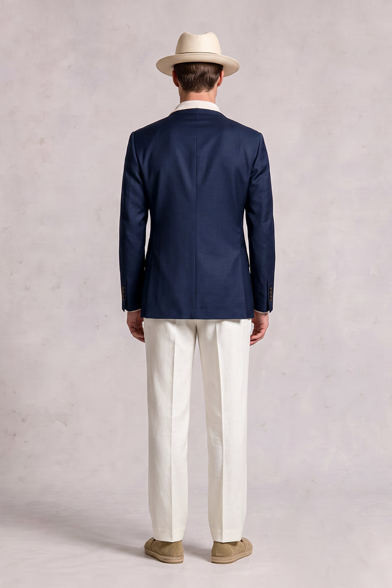 Navy Blue 50% Merino Wool Blazers