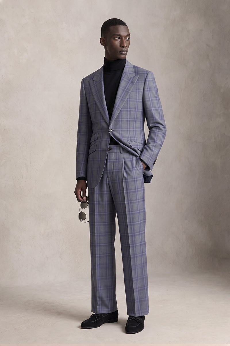 Gray Purple 50% Merino Wool Suits