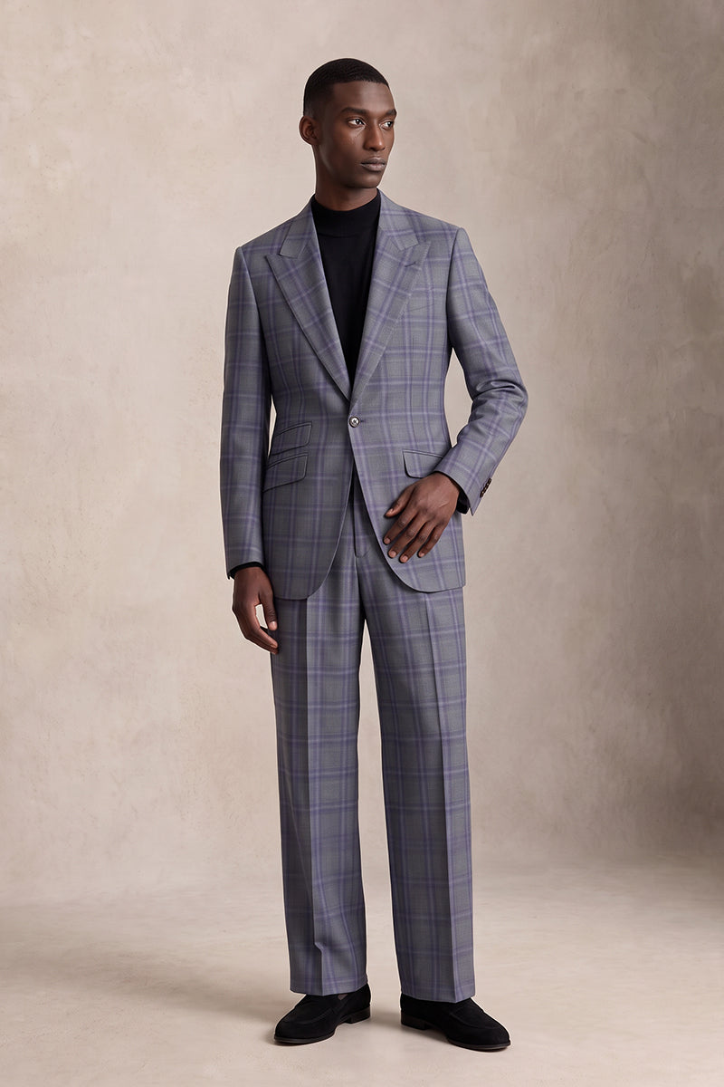 Gray Purple 50% Merino Wool Suits