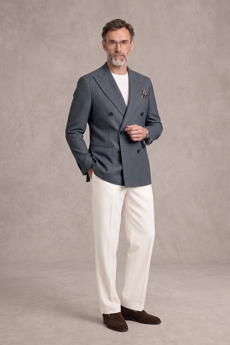Gray Blue 52% Merino Wool Blazers