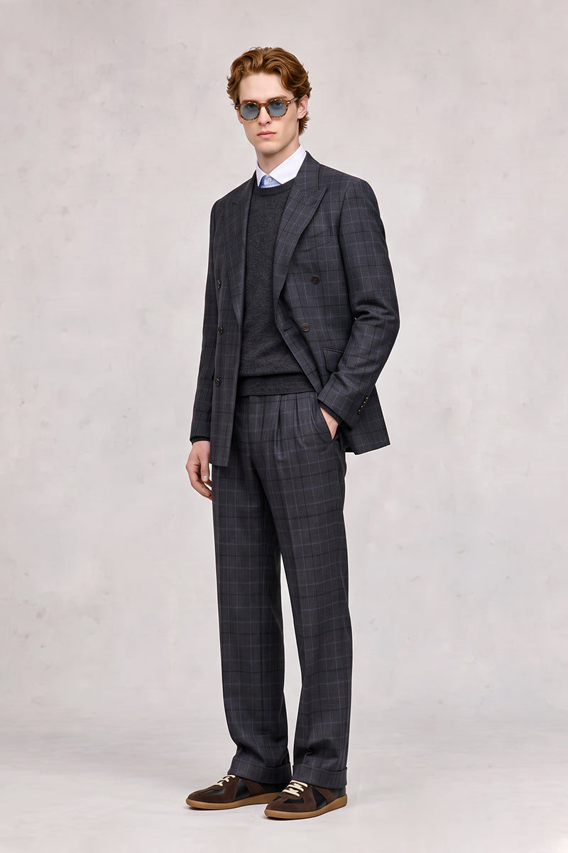 Black Blue 50% Merino Wool Suits