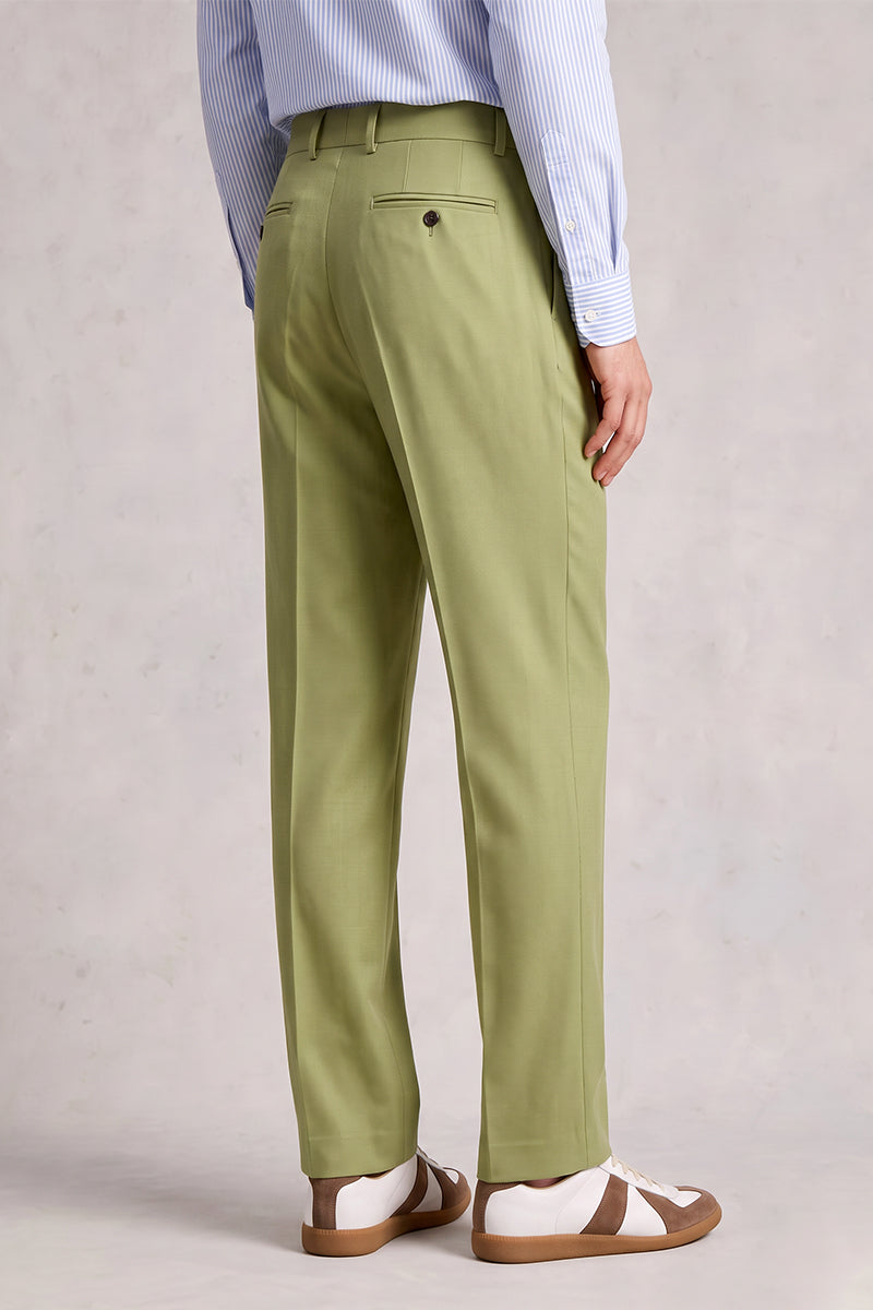 Green 50% Merino Wool Suit Trousers