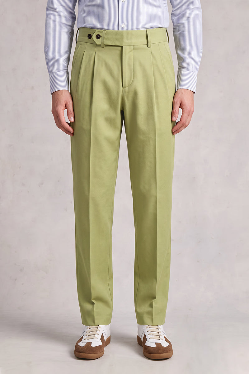 Green 50% Merino Wool Suit Trousers