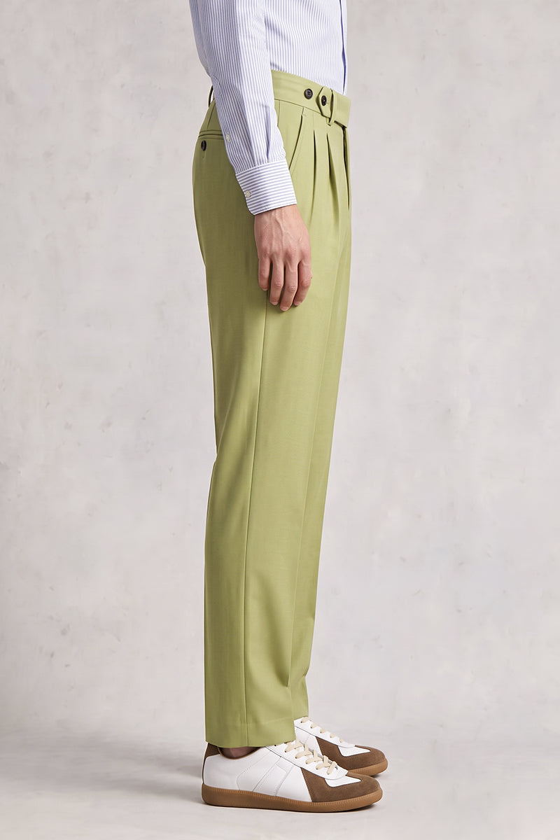 Green 50% Merino Wool Suit Trousers
