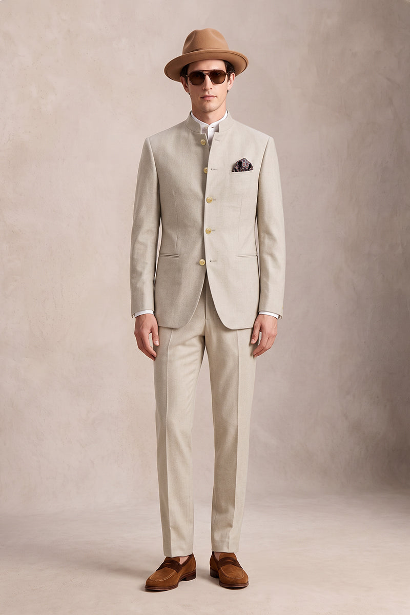 Beige 70% Merino Wool Suits