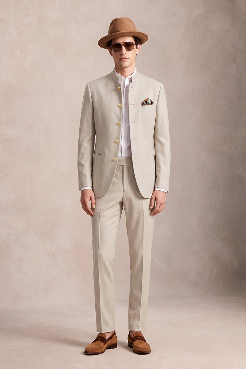 Beige 70% Merino Wool Suits