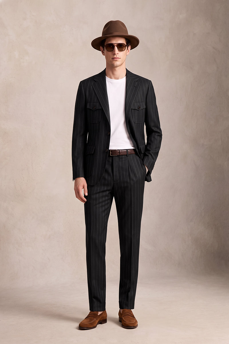 Black 100% Merino Wool Suits
