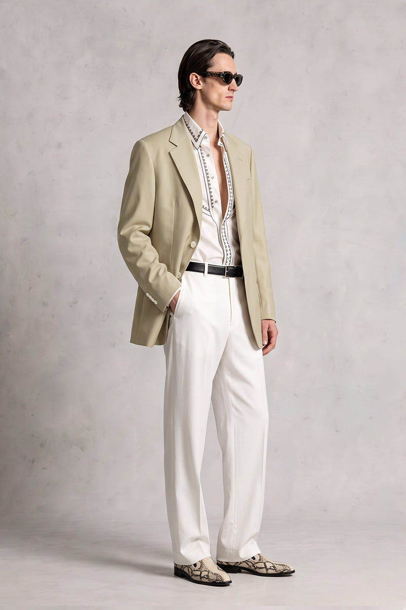 Khaki 100% Merino Wool Blazers