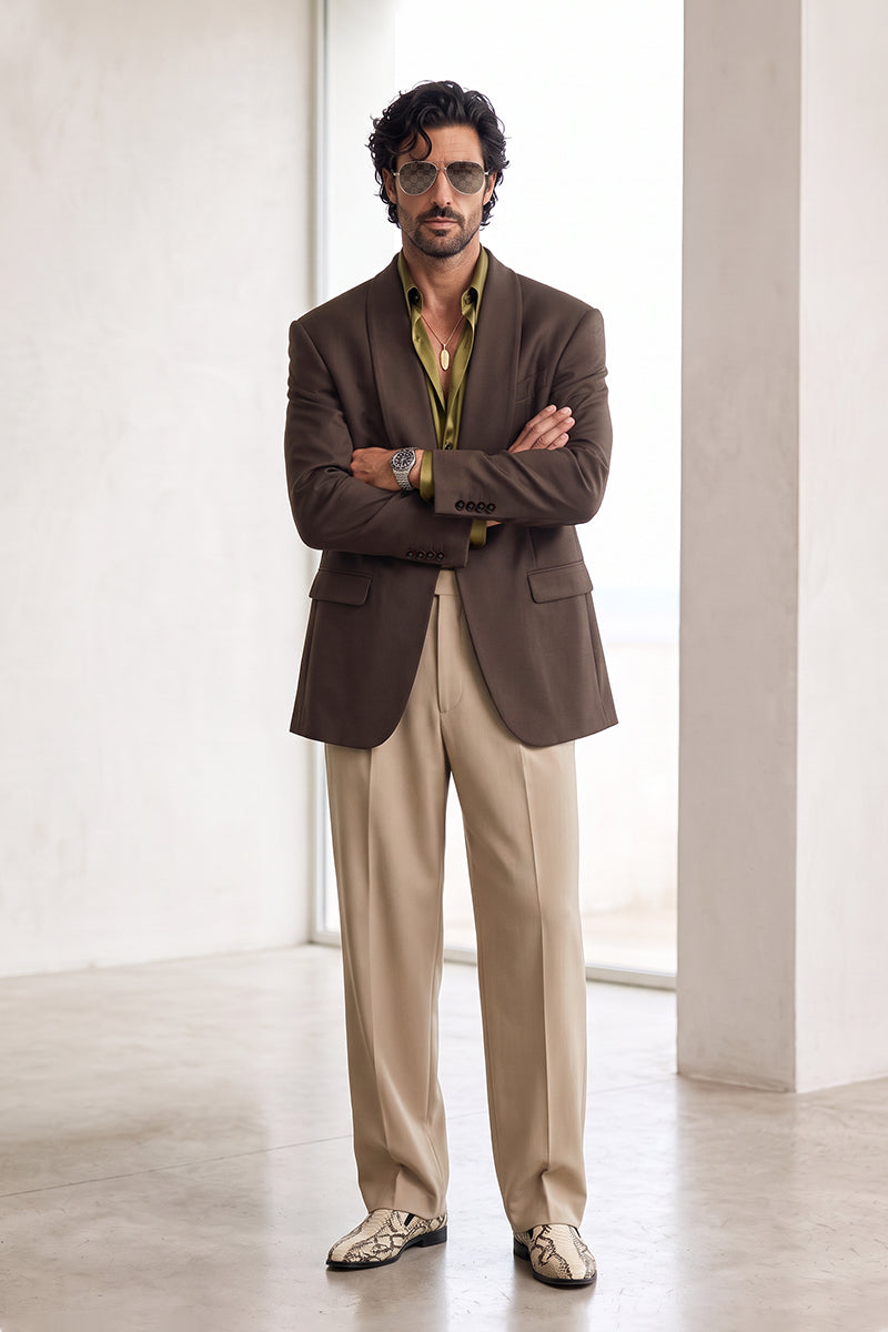 Brown 50% Merino Wool Blazers