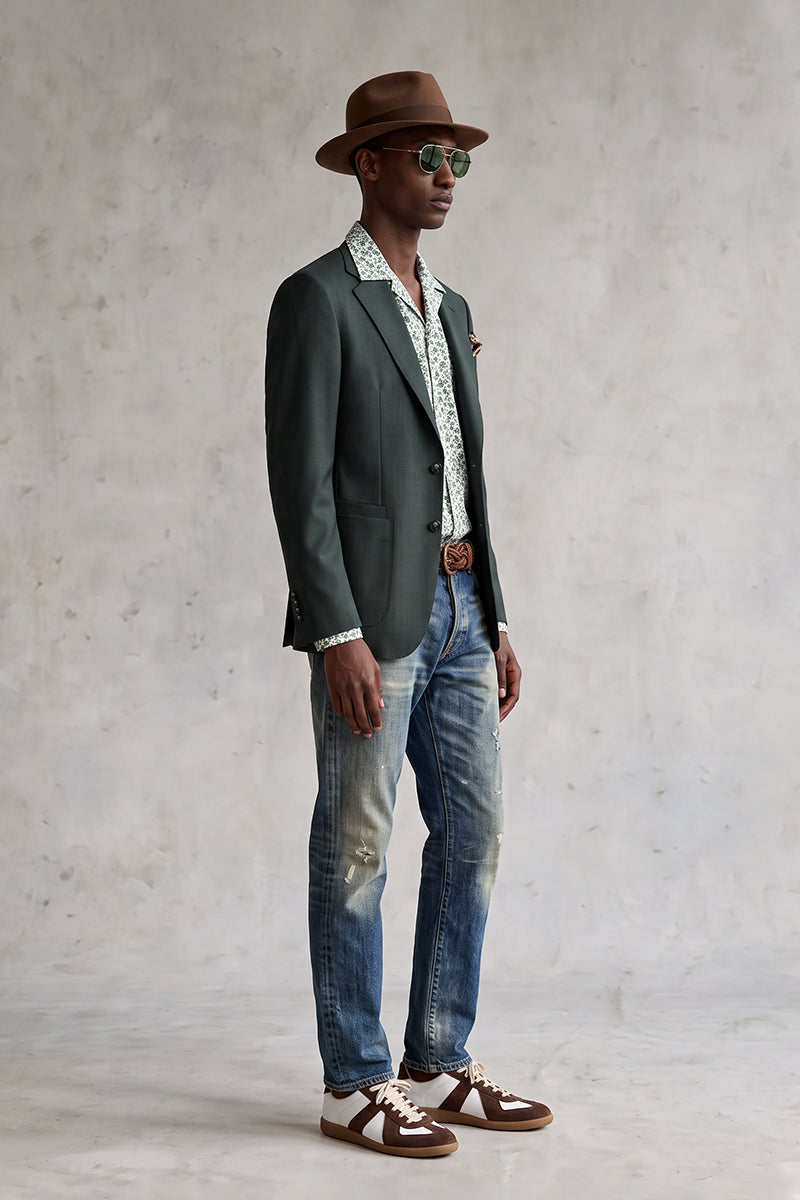 Dark Green 50% Merino Wool Blazers