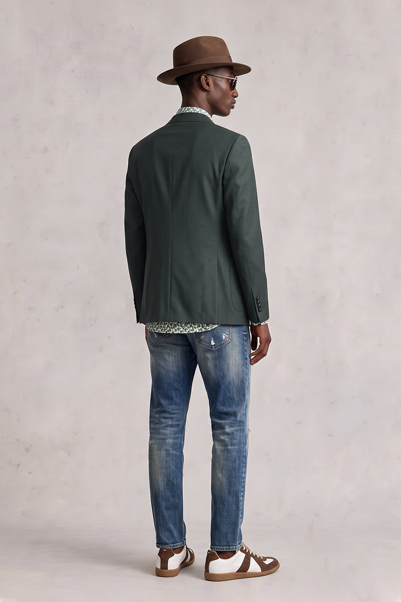 Dark Green 50% Merino Wool Blazers