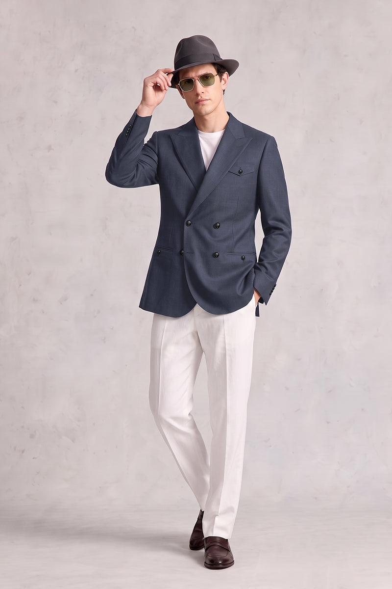 Navy Blue 50% Merino Wool Blazers