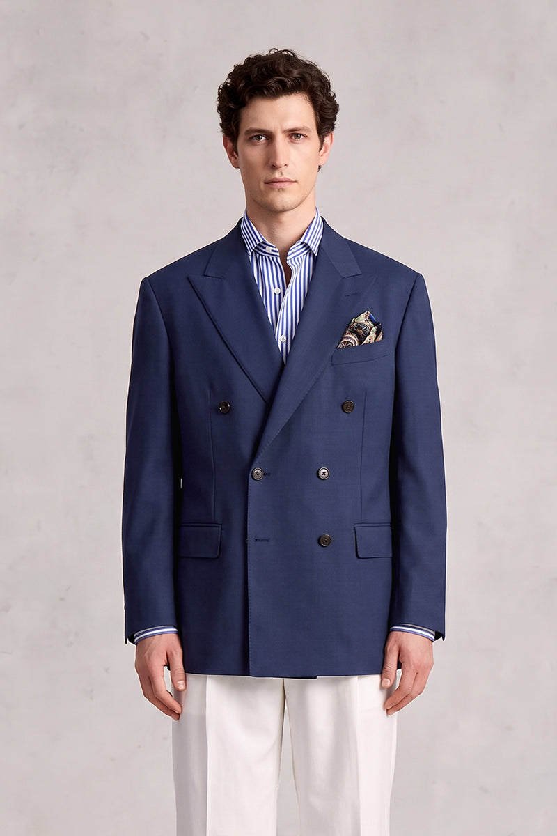 Dark Blue 70% Merino Wool Blazers