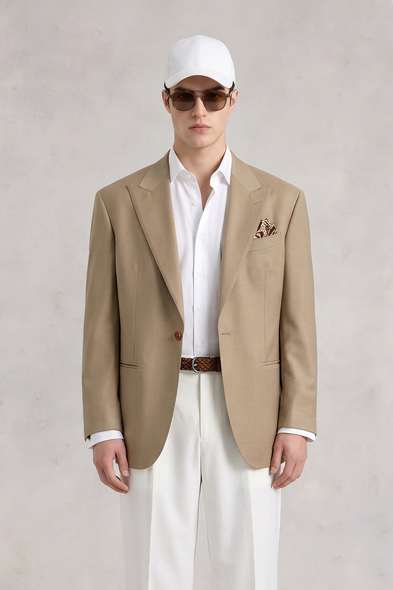 Khaki Yellow 50% Merino Wool Blazers