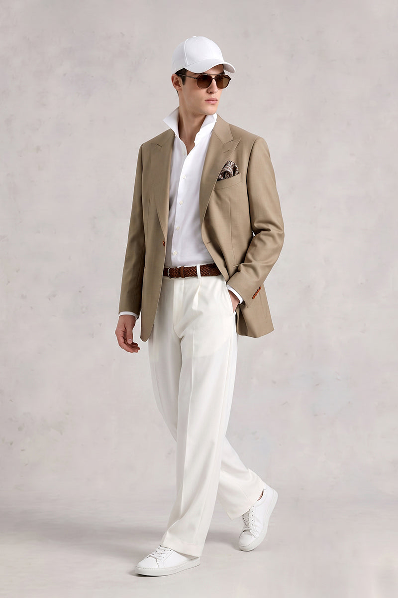 Khaki Yellow 50% Merino Wool Blazers