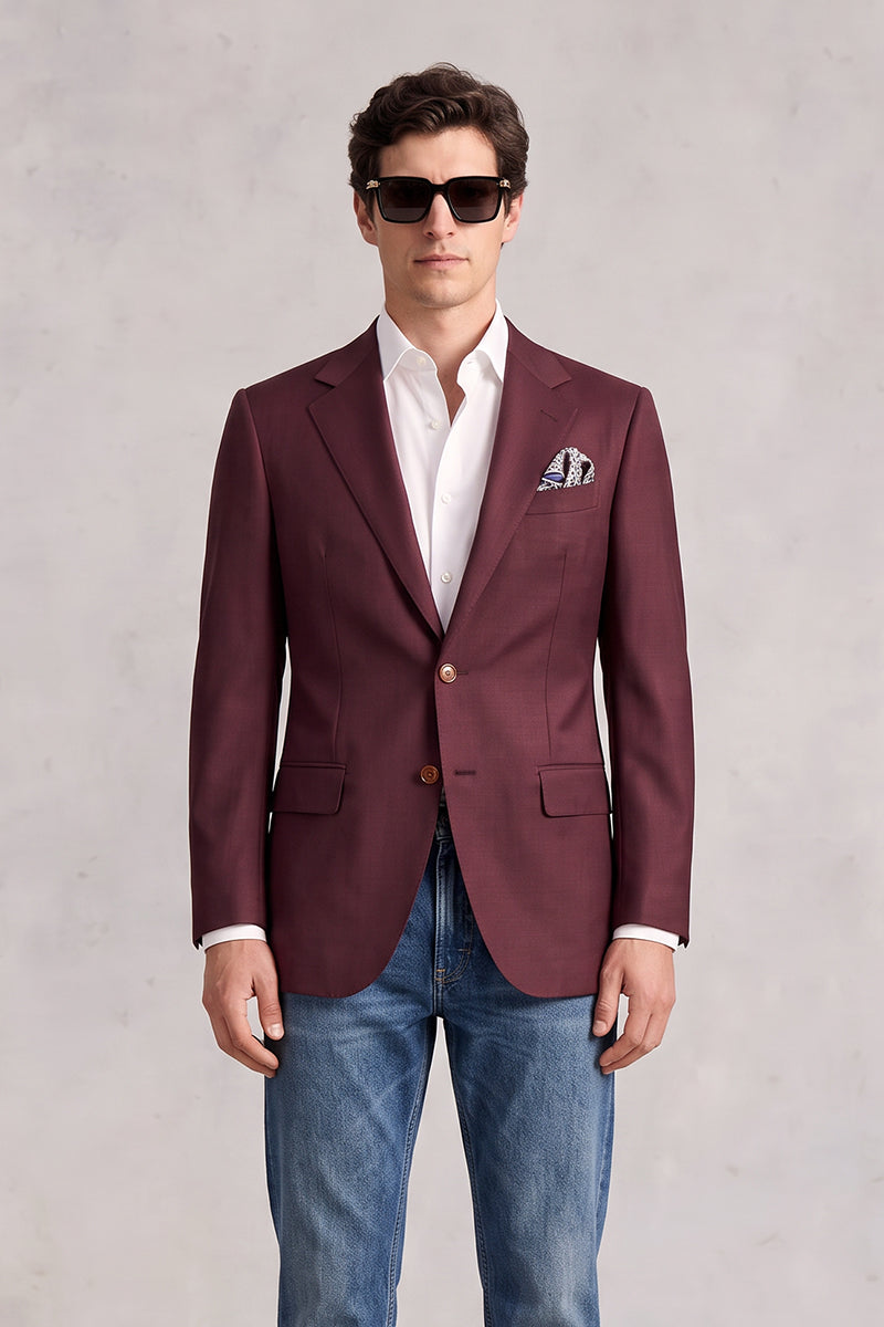 Burgundy 70% Merino Wool Blazers