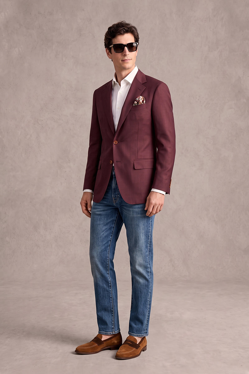 Burgundy 70% Merino Wool Blazers