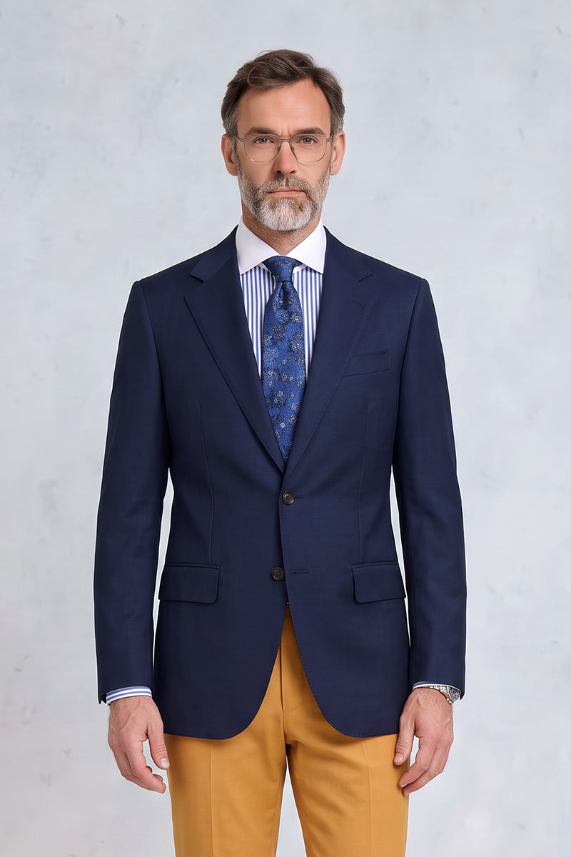 Navy Blue 50% Merino Wool Blazers