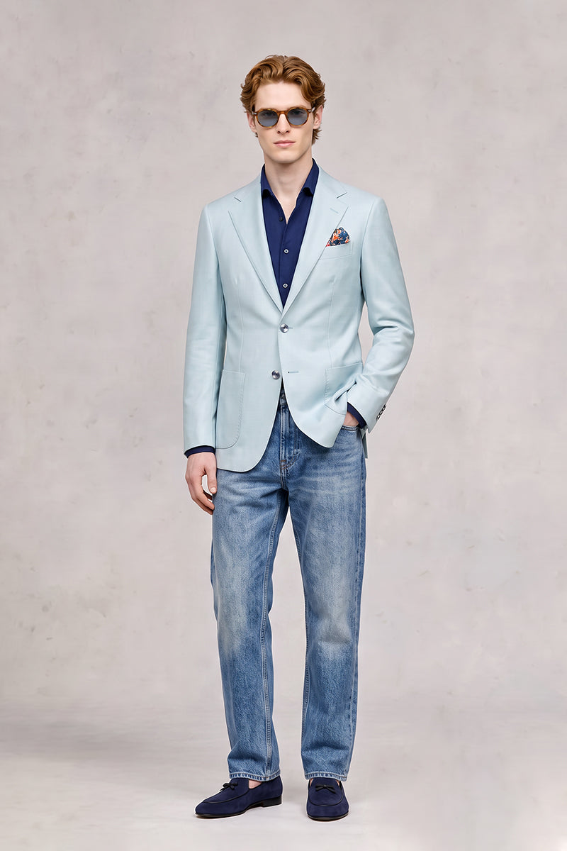 Light Blue 70% Merino Wool Blazers