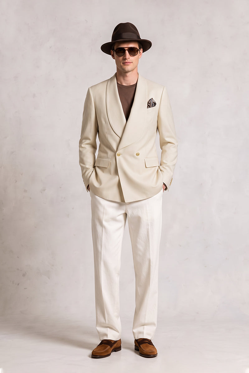 Beige 50% Merino Wool Blazers