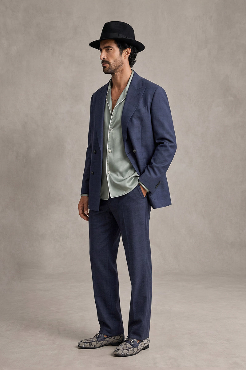 Navy Blue 50% Merino Wool Blazers